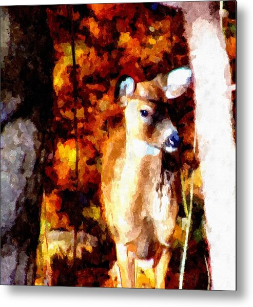 Deer Metal Print featuring the mixed media Deer in the Woods by Christopher Reed