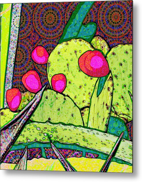 Retro Metal Print featuring the digital art Funky Cactus by Rod Whyte