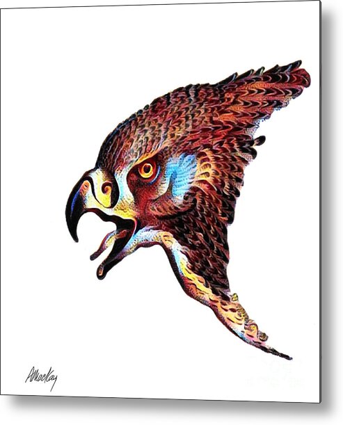 Hawks Metal Print featuring the mixed media Hawk Head by Art MacKay