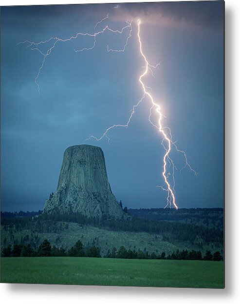 Devils Tower Metal Print featuring the photograph Light Up the Tower by Laura Hedien