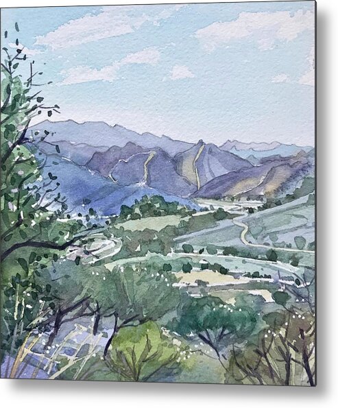 #malibu Metal Print featuring the painting Malibu Creek from Las Virgenes Valley by Luisa Millicent