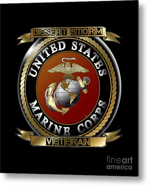 United Metal Print featuring the digital art Marine Desert Storm Veterans by Bill Richards