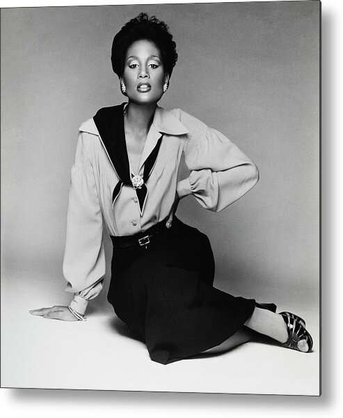 Accessories Metal Print featuring the photograph Model Beverly Johnson Wearing A Donald Brooks Ensemble by Francesco Scavullo