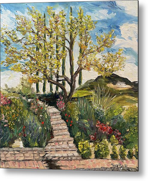 Olive Tree Metal Print featuring the painting The Olive Tree at Gershon Bachus Vintners by Roxy Rich