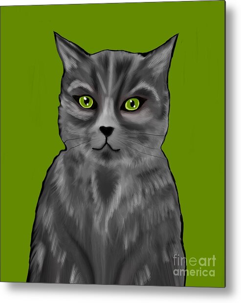 Cute Pussycat Metal Print featuring the digital art One cute cat painting by Elaine Hayward