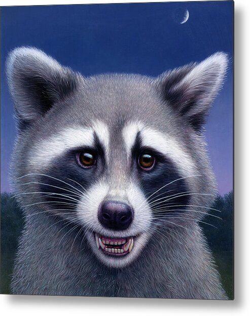 Raccoon Metal Print featuring the painting Portrait of a Raccoon by James W Johnson