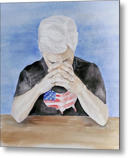 Praying Metal Print featuring the painting Praying for America by Claudette Carlton