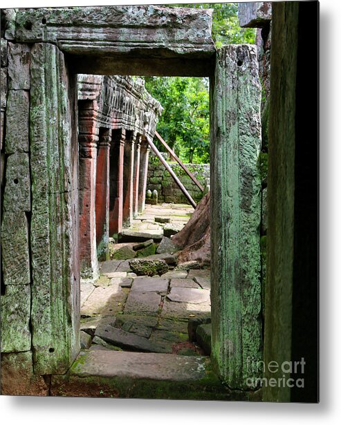 Ta Prohm Temple Metal Print featuring the photograph Ruin of Ta Prohm Temple Cambodia Color by Chuck Kuhn