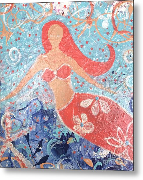 Sea Siren Metal Print featuring the painting Sea Siren Close Up by Jacqui Hawk