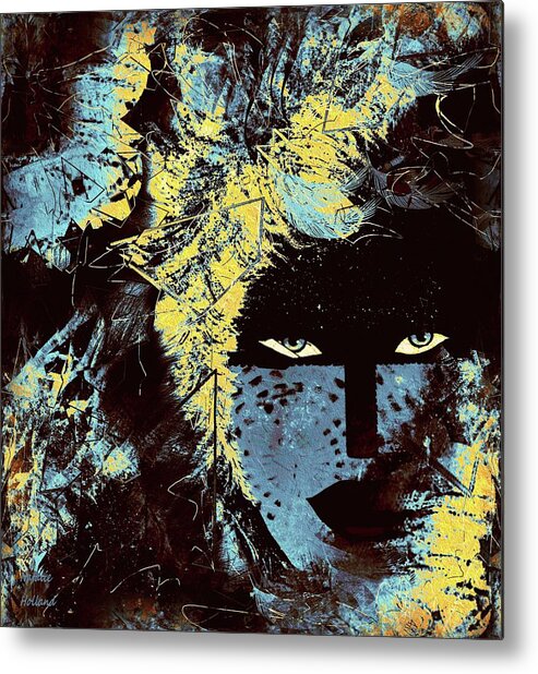 Face Metal Print featuring the painting Shadow Woman by Natalie Holland