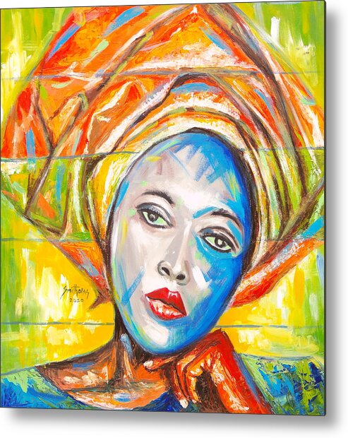 Living Room Metal Print featuring the painting Strength of a Woman by Olaoluwa Smith