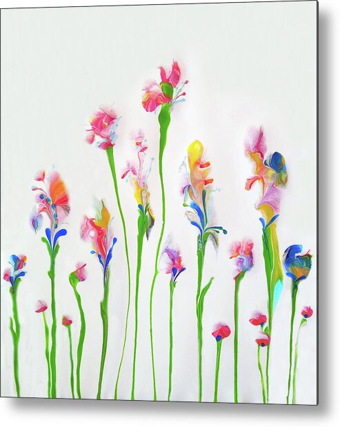 Colorful Metal Print featuring the painting Summer Flowers by Deborah Erlandson