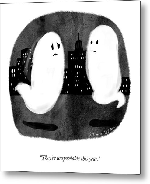 They're Unspookable This Year. Ghost Metal Print featuring the drawing They're Unspookable by Sofia Warren