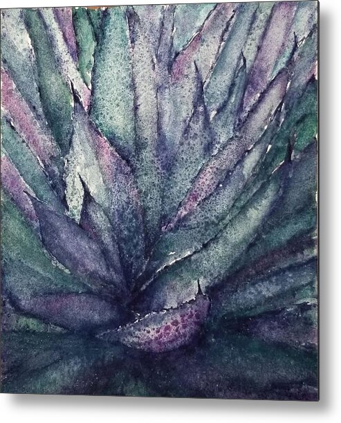 Agave Metal Print featuring the painting Thorny on the Outside by Terry Ann Morris