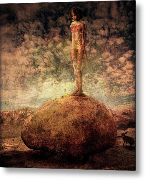 Nude Metal Print featuring the photograph Tia on Her Stone by Mark Gomez