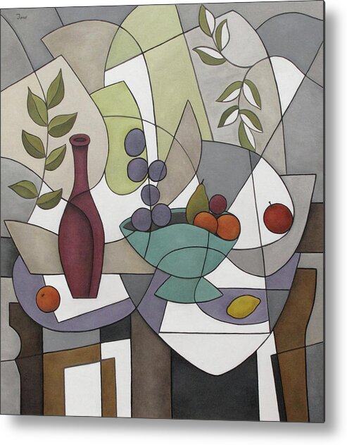 Still Life Metal Print featuring the painting Wine and Fruit by Trish Toro