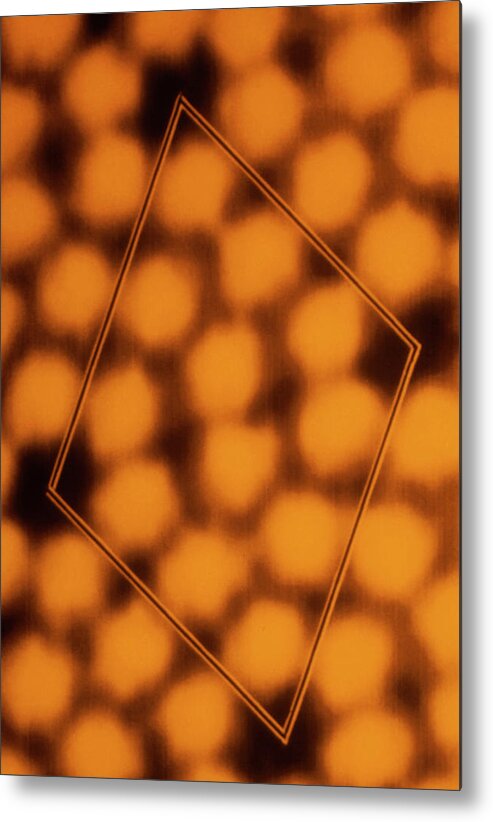 Scanning Tunnelling Microscopy Metal Print featuring the photograph False-col Scanning Tunnelling Image Of Silicon #1 by Ibm/science Photo Library