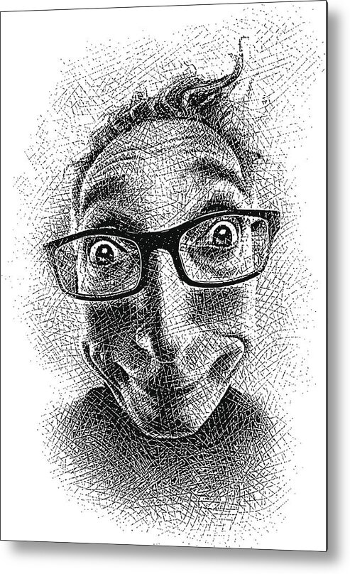 Etching Metal Print featuring the drawing Funny Face #1 by GeorgePeters