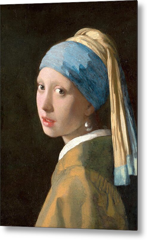 Girl With A Pearl Earring Metal Print featuring the painting Girl with a Pearl Earring by Johannes Vermeer