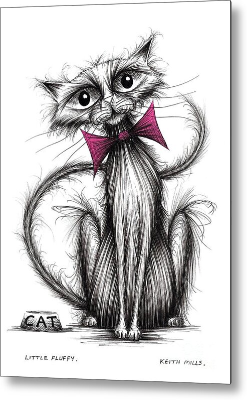 Little Fluffy Metal Print featuring the drawing Little Fluffy #1 by Keith Mills