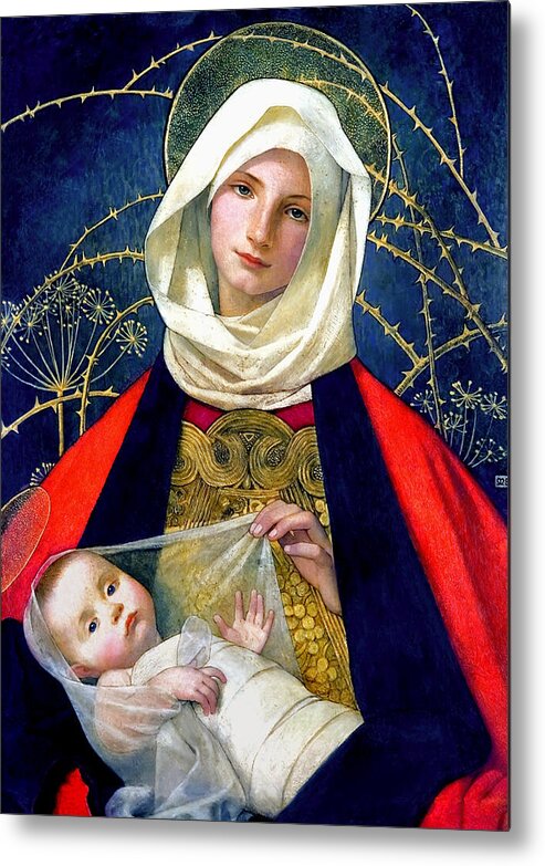 Madonna And Child Metal Print featuring the painting Madonna and Child #1 by Marianne Stokes