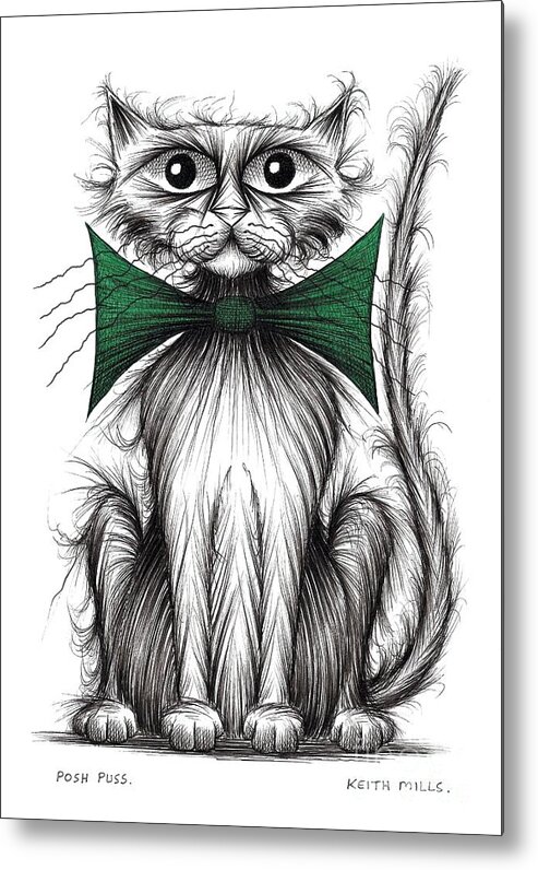 Cat Metal Print featuring the drawing Posh puss #1 by Keith Mills