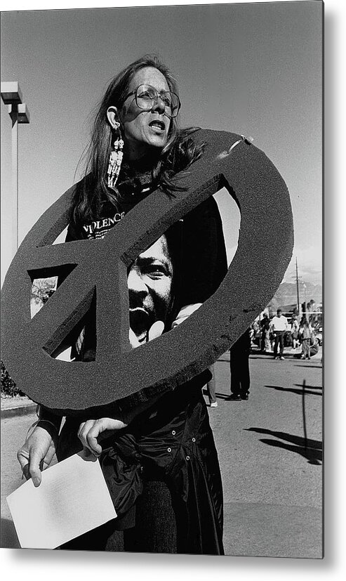 Recognize Martin Luther King Day Rally Tucson Arizona 1991 Black And White Metal Print featuring the photograph Recognize Martin Luther King Day Rally Tucson Arizona 1991 Black And White #5 by David Lee Guss