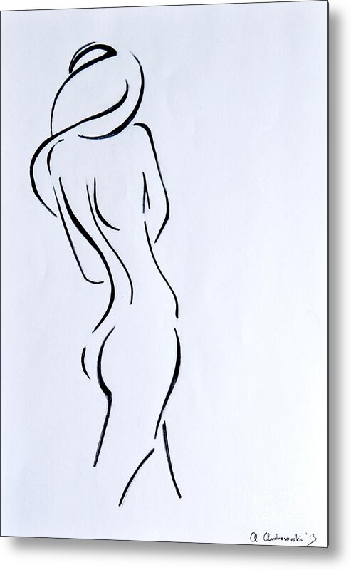 Drawing Metal Print featuring the painting Sketch of a Nude Woman by Anna Androsovski