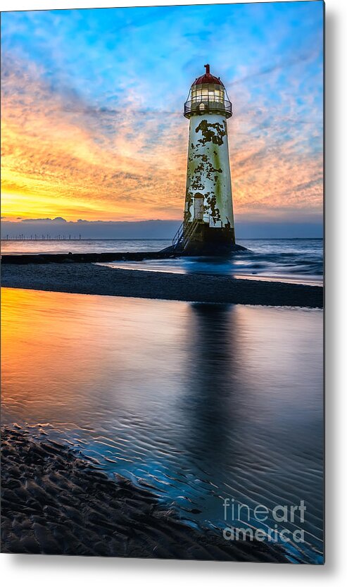 Lighthouse Metal Print featuring the photograph Talacre Lighthouse Sunset #2 by Adrian Evans