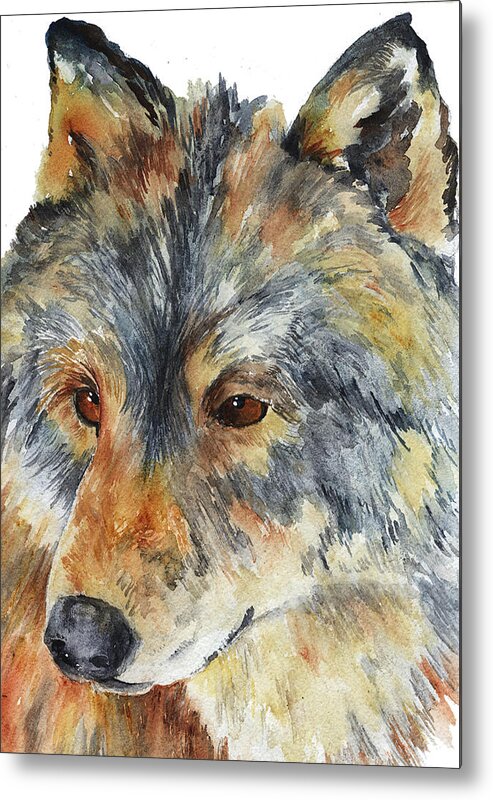 Wolf Metal Print featuring the painting Wolf by Sally Quillin
