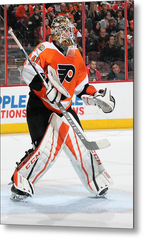 People Metal Print featuring the photograph New Jersey Devils v Philadelphia Flyers #16 by Len Redkoles