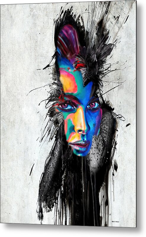 Female Metal Print featuring the painting Facial Expressions by Rafael Salazar