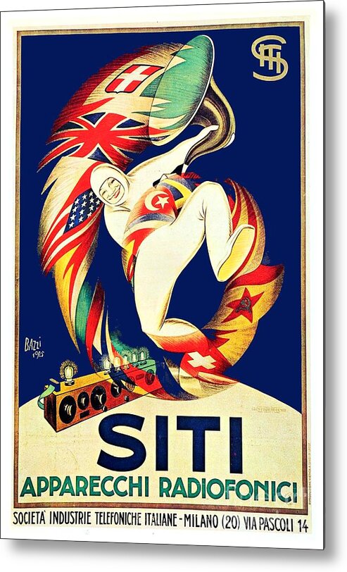 Poster Metal Print featuring the digital art 1925 - Siti Radio Receiver Advertisement Poster - Color by John Madison