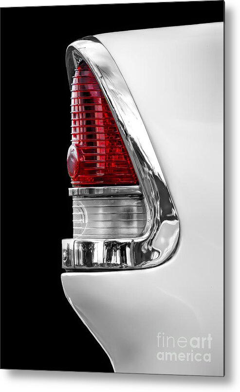 Vintage Metal Print featuring the photograph 1955 Chevy Rear Light Detail by Ken Johnson