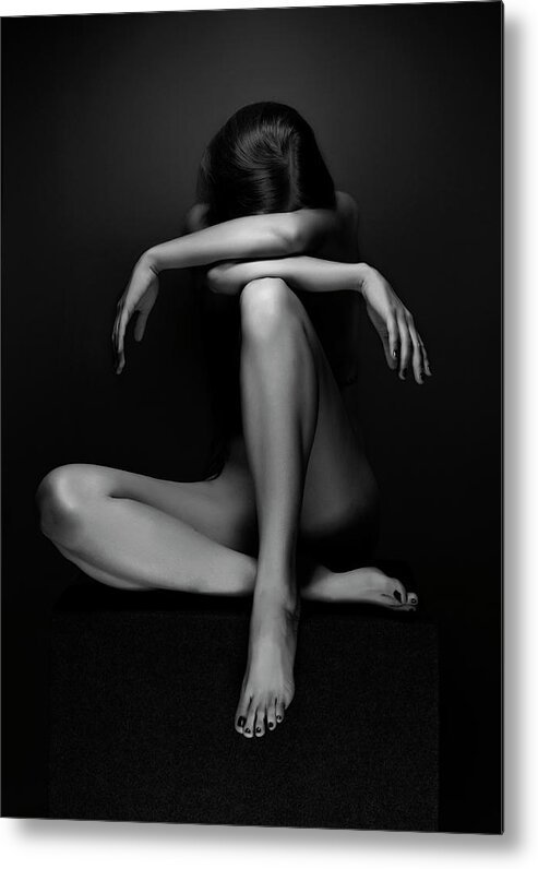 Bw Metal Print featuring the photograph Eszter by Jozef Kiss