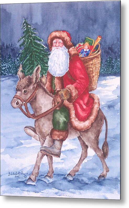 Old World Santa Metal Print featuring the painting Christmas Woodland Series #4 by Barbel Amos