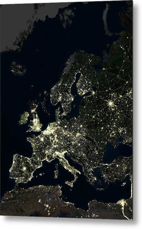 Europe Metal Print featuring the photograph Europe At Night #4 by Planetobserver