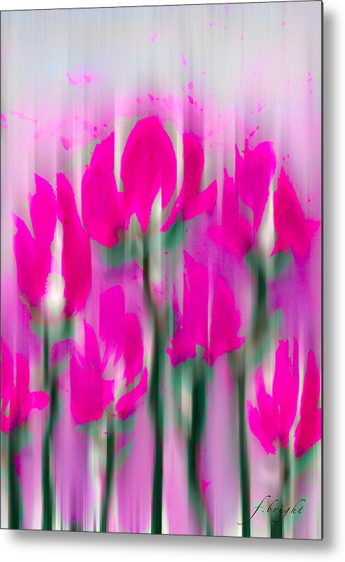 Rose Metal Print featuring the digital art 6 1/2 Flowers by Frank Bright