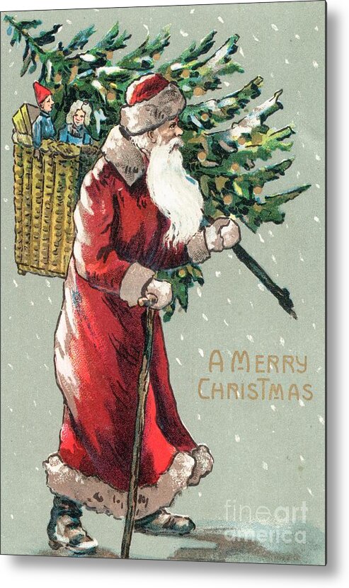 Santa Claus Metal Print featuring the painting Christmas card by English School