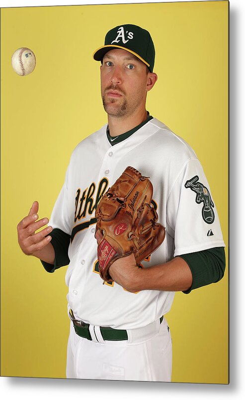 Media Day Metal Print featuring the photograph Oakland Athletics Photo Day by Christian Petersen