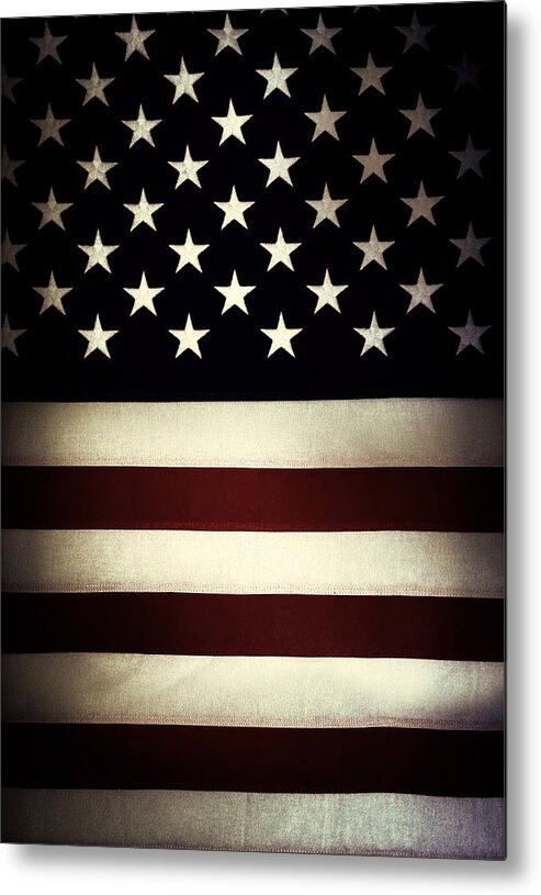 Closeup Metal Print featuring the photograph American flag 60 by Les Cunliffe