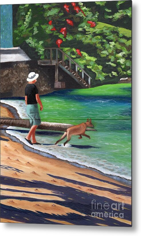 Man Metal Print featuring the painting A Man and his Dog by Laura Forde