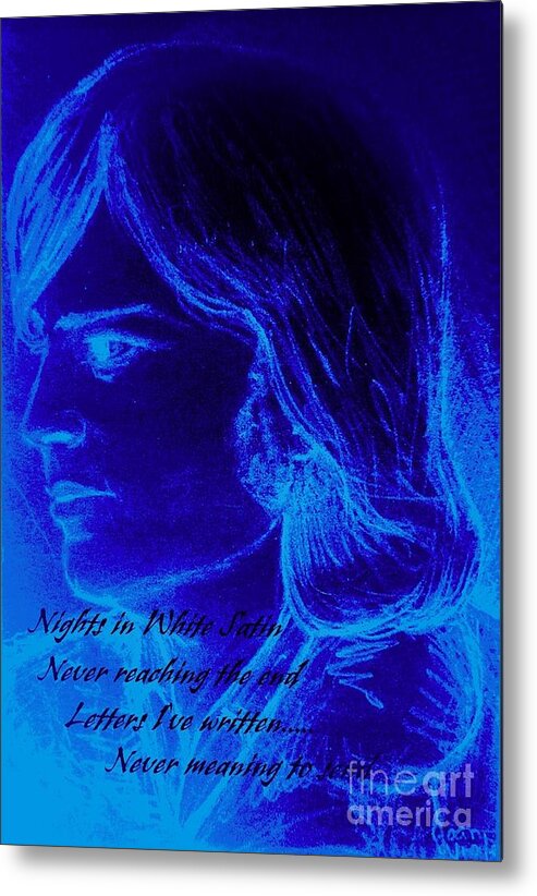 The Moody Blues Metal Print featuring the mixed media A Moody Blue by Joan-Violet Stretch