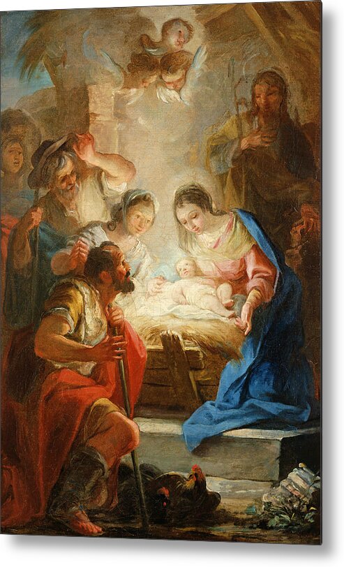 Jesus Christ Metal Print featuring the photograph Adoration Of The Shepherds by Mariano Salvador de Maella