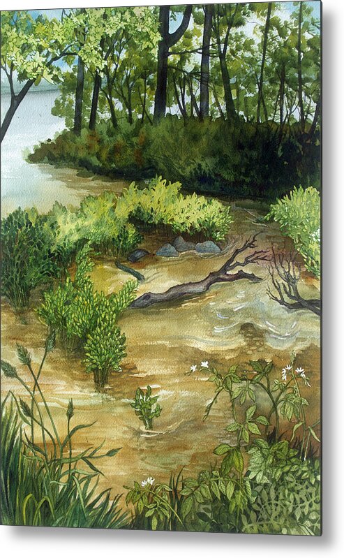Plein Air Metal Print featuring the painting Allequash Creek on Trout Lake by Helen Klebesadel