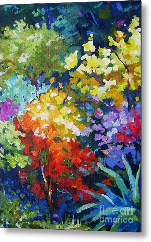 Abstract Metal Print featuring the painting Colorful Garden by John Clark