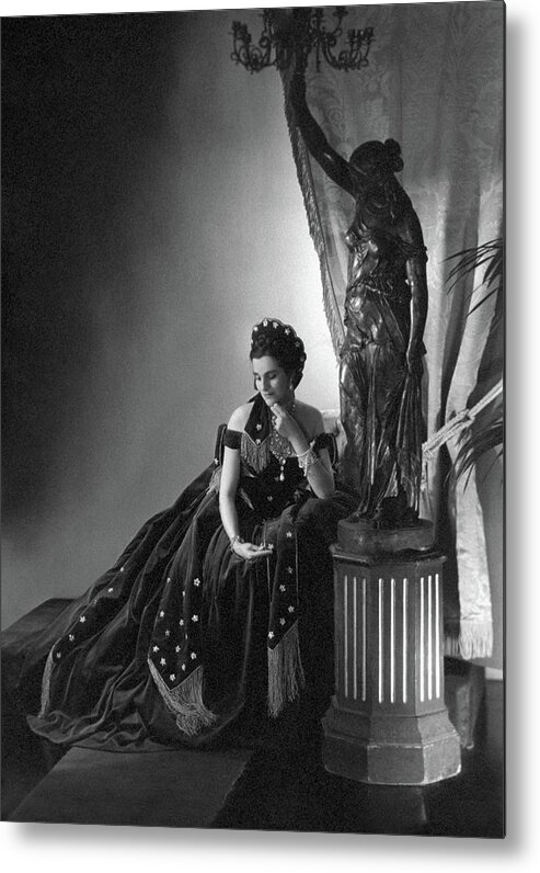 Actress Metal Print featuring the photograph Audrey Parr Wearing A Velvet Dress by Horst P. Horst