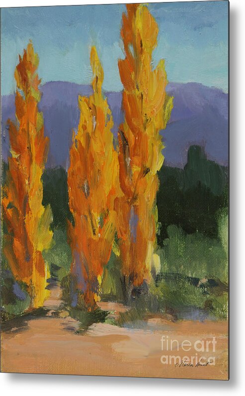 Rocky Mountains Metal Print featuring the painting Walking the Wash In Sante Fe by Maria Hunt
