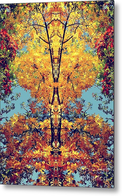 Autumn Metal Print featuring the digital art Autumn Totem Pole by Sharon Woerner