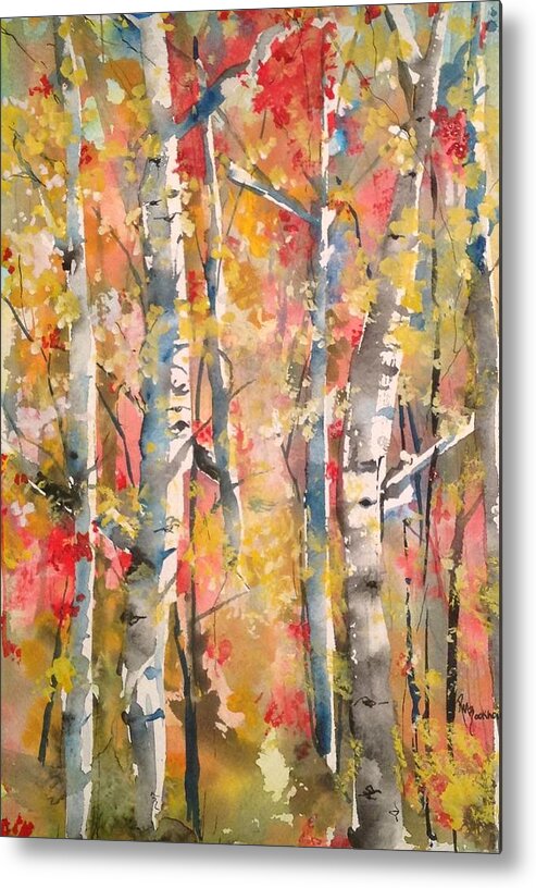 Autumn Metal Print featuring the painting Autumn Trees by Robin Miller-Bookhout